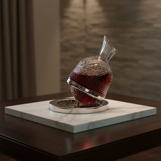 Decanteerkaraf van Mémoire als illustratie bij het verwijderen van wijnaanslag