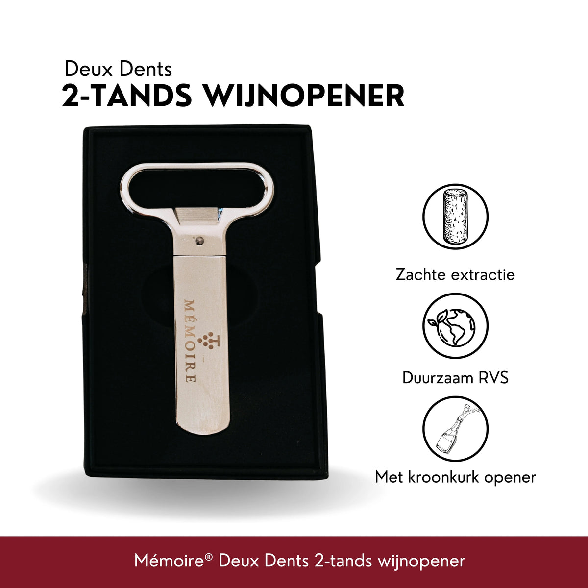 Deux Dents 2-tands wijnopener van Mémoire