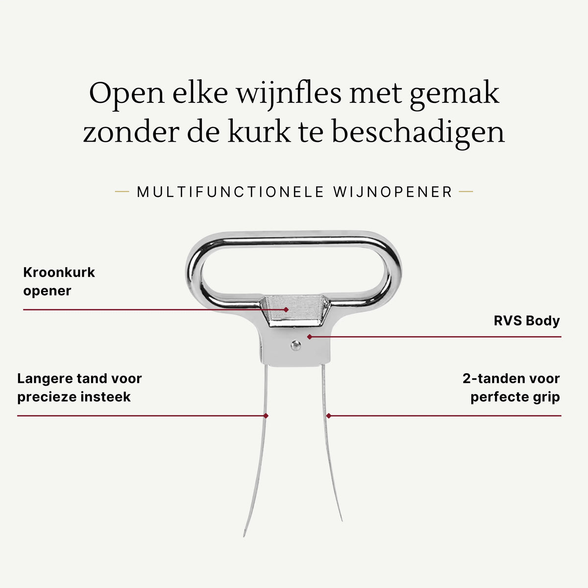Deux Dents 2-tands wijnopener van Mémoire