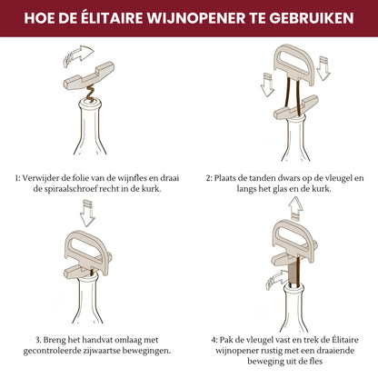 Gebruik van Élitaire - Tweedelige Wijnopener stap voor stap
