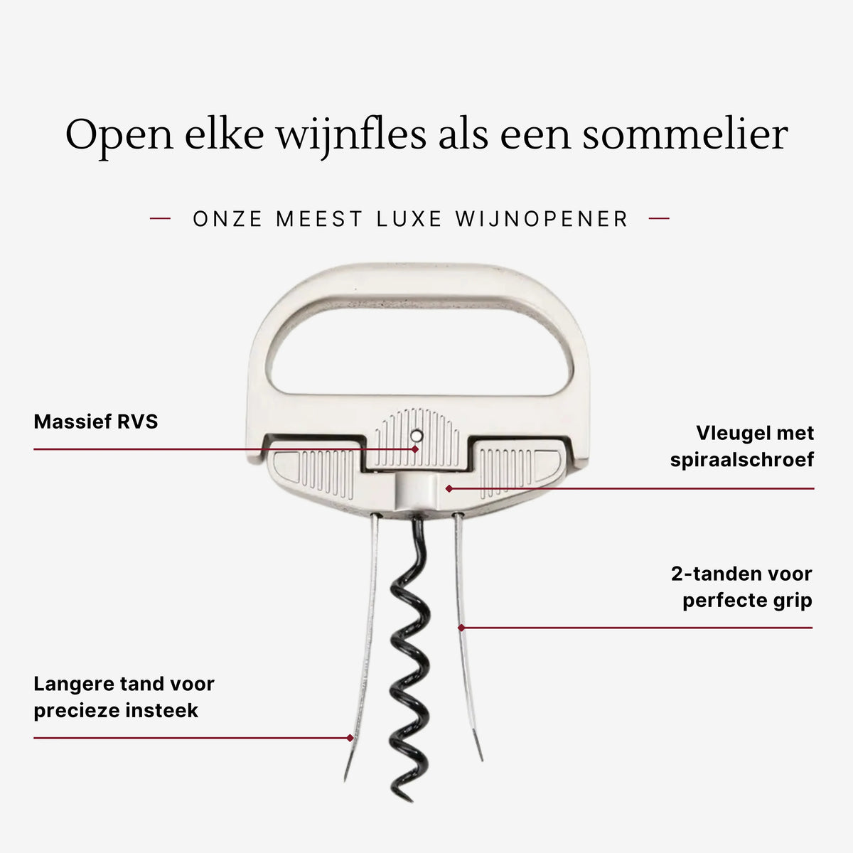 Infographic over Élitaire - Tweedelige Wijnopener