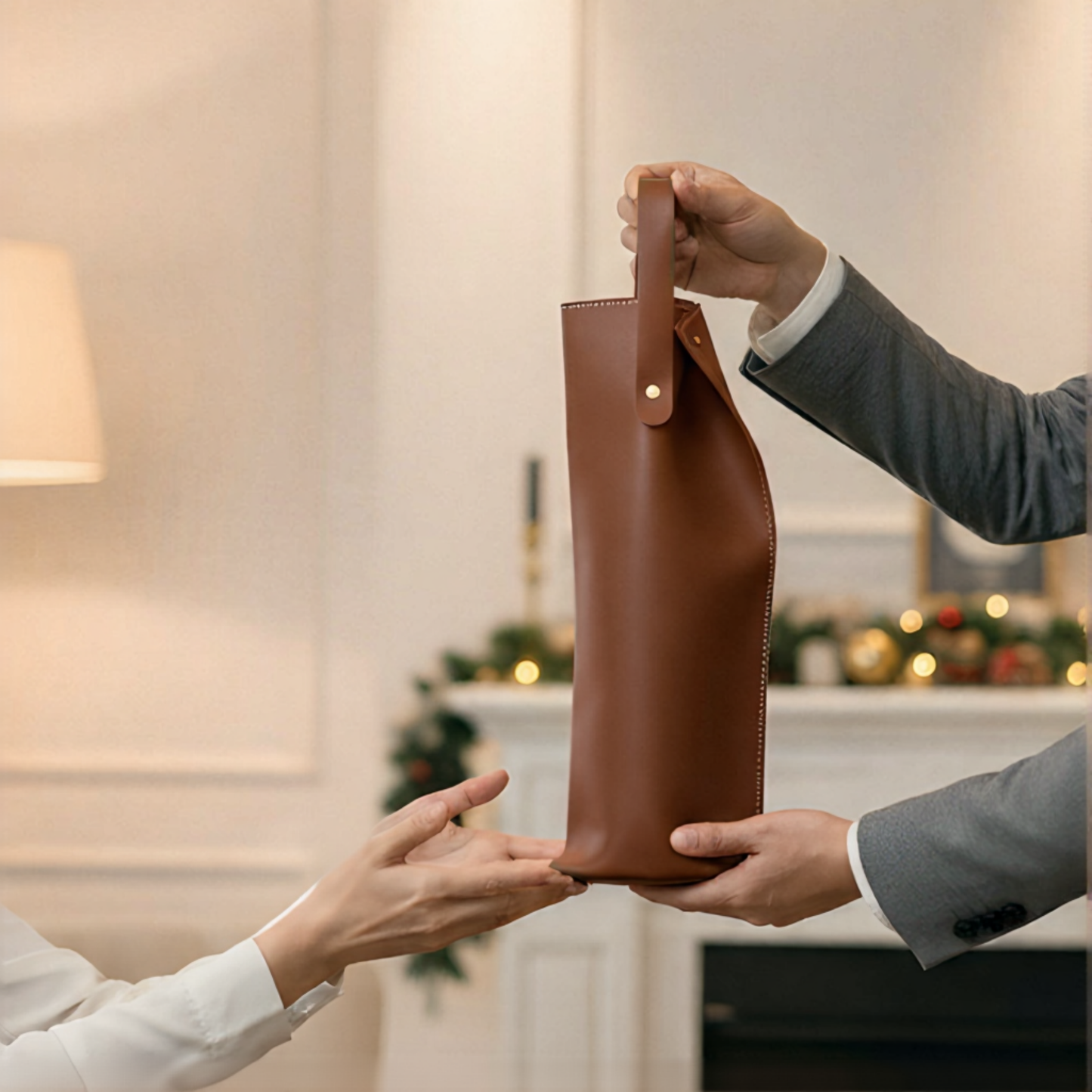 VinoPorta Wine Packaging - Chestnut Brown (2 pcs)