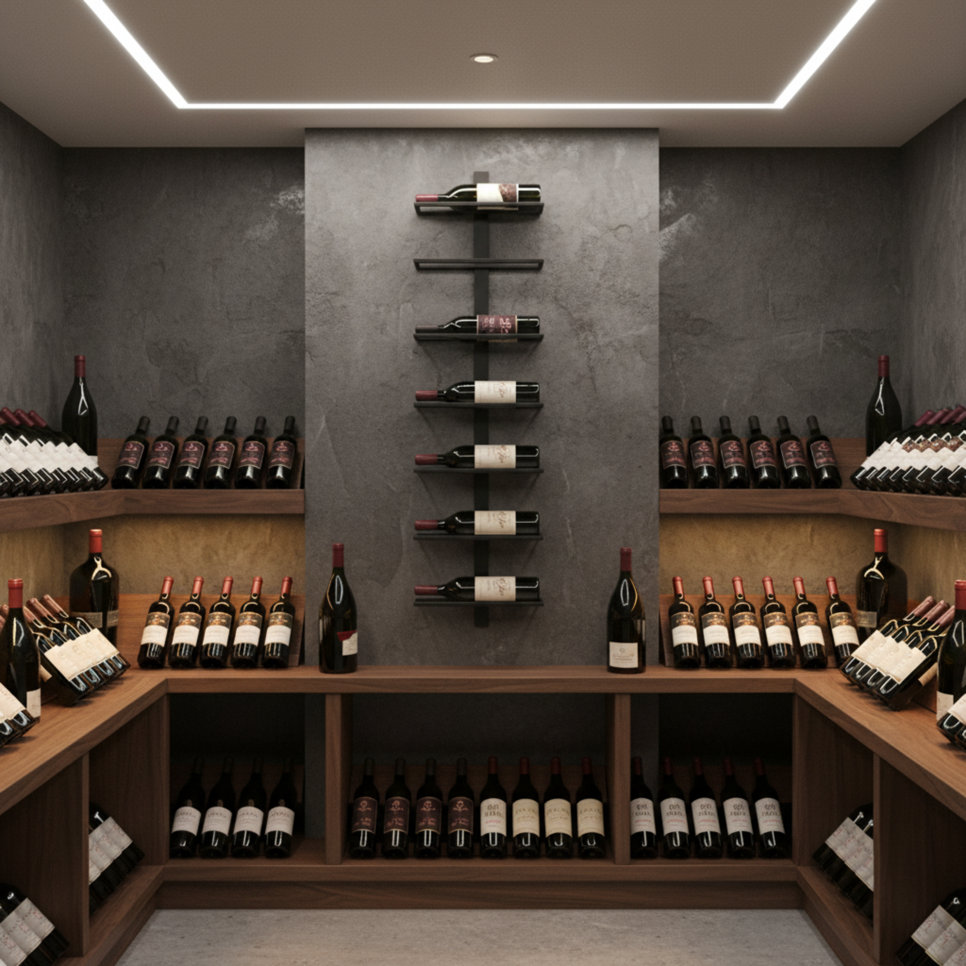 Foto van een wijnkelder met verschillende wijnrekken